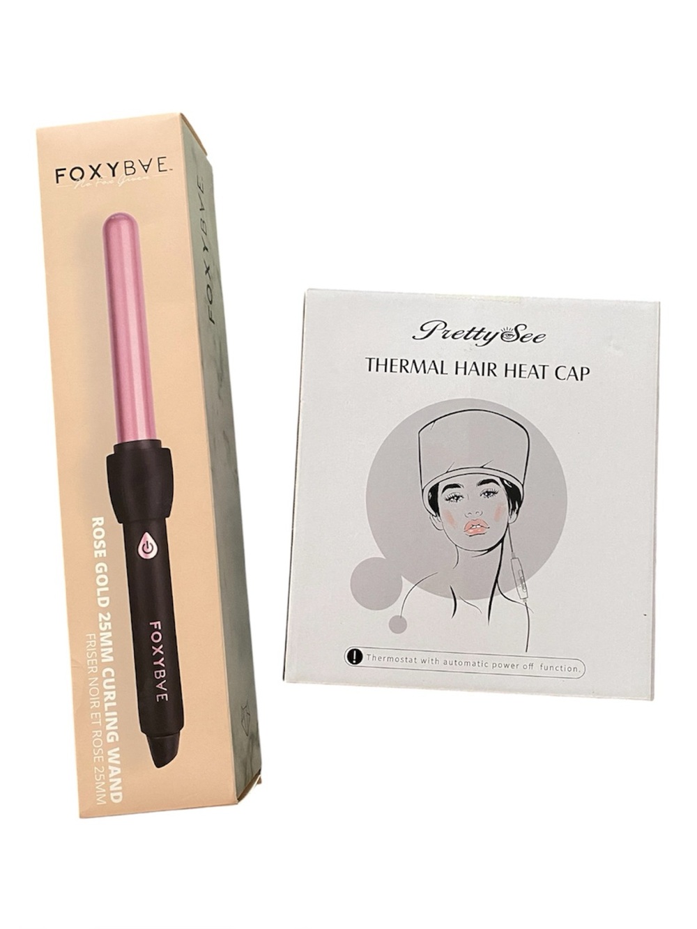 New FoxyBae Curling Wand & Thermal Hair Heat Cap Salon Lot